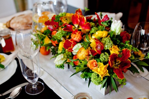 Yellow and Orange Citrus Theme Flowers Wedding Centerpiece Ideas