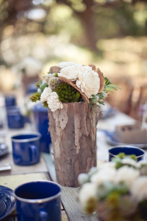 Bark-Covered Vase Rustic Wedding Centerpiece