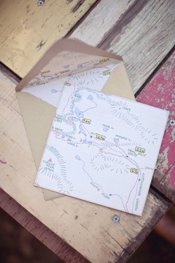 Camping Theme Trail Map Wedding Invitation