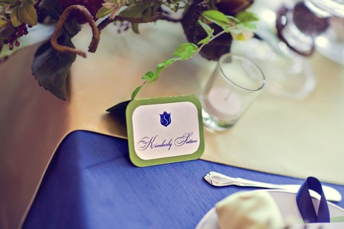 Champagne and Royal Blue Wedding Tabletop