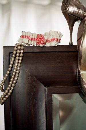 Ivory and Coral Stylish Wedding Garter