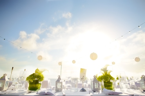 Lime Green and White Beach Wedding