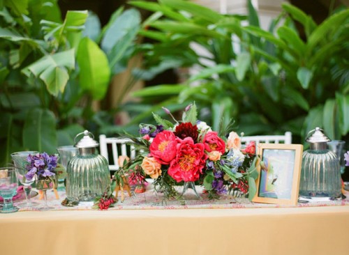 Lush Tropical Wedding Centerpiece