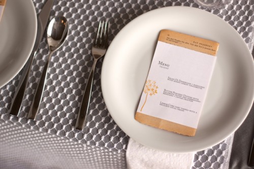 Modern Gray and White Wedding Place Setting