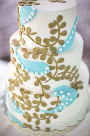 Modern Green and Blue Wedding Cake