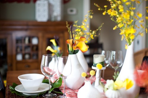 Modern Yellow and White Centerpiece