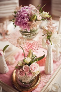 Pink Depression Glass Wedding Centerpieces