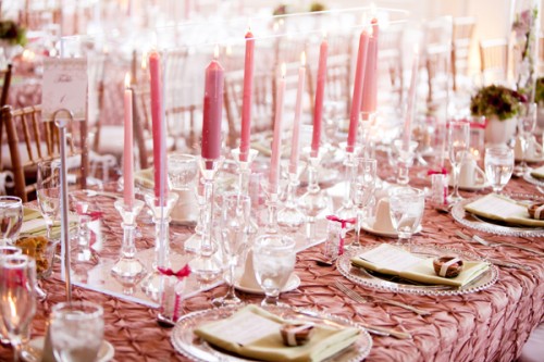Pink Taper Candle Centerpiece