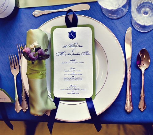 Royal Blue and Champagne Place Setting