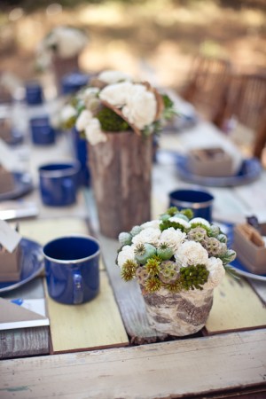Rustic Blue and Brown Centerpiece
