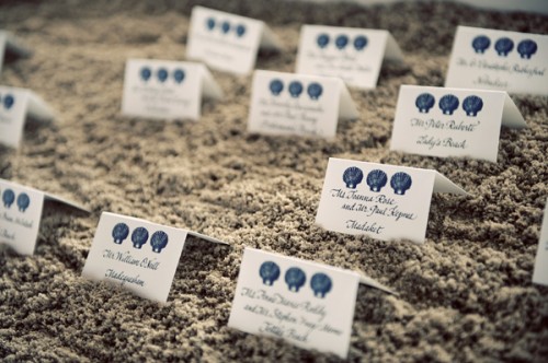 Seashell Place Cards in Sand