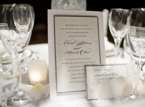 Silver and White Wedding Invitations