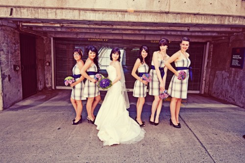 Blue Plaid Bridesmaids Dresses