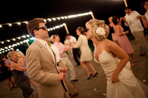 Bride and Groom Wearing Sunglasses