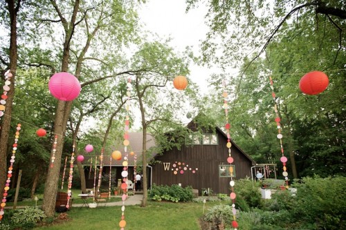 Colorful Garlands and Paper Lanterns