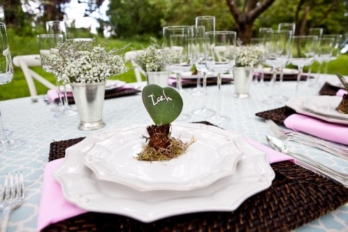 Heart Shaped Succulents Wedding Place Setting