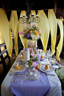 Lavender and Yellow Wedding Tabletop