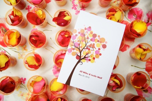 Orange and Pink Wedding Program