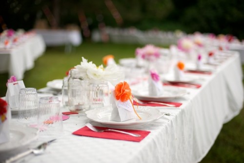 Pink and Orange DIY Wedding Tabletop