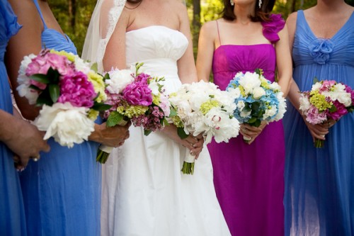 Purple and Blue Chiffon Bridesmaid Dresses