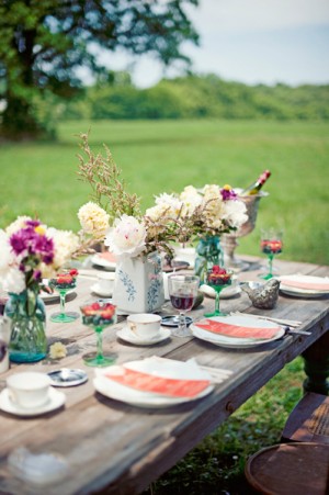 Rustic Blue and Green Wedding Tabletop