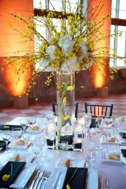 Tall Yellow Centerpiece with Branches