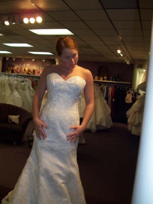 Trying on Bridal Gowns