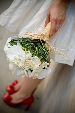 White Stephanotis Raffia Tied Bouquet