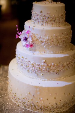 Bead and Pearl Encrusted Wedding Cake