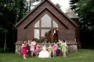 Mismatched Pink and Green Bridesmaids