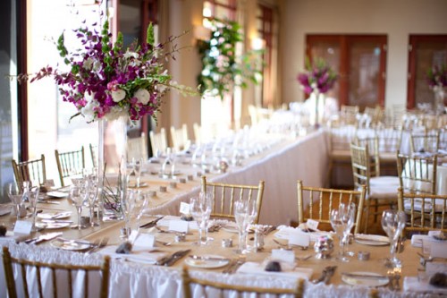 Purple and Gold Wedding Reception