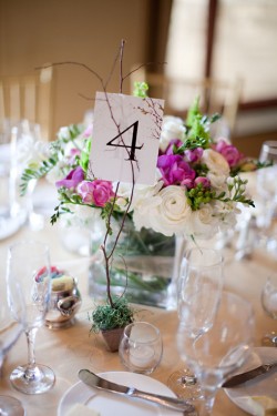 Purple and White Low Centerpieces