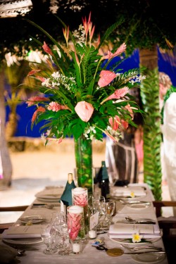 Tall Pink Tropical Centerpieces