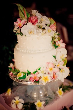 Wedding Cake with Tropical Flowers