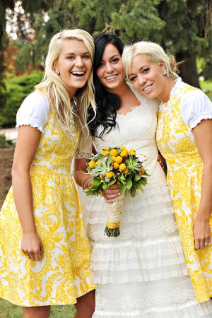 Yellow Paisley Bridesmaid Dresses
