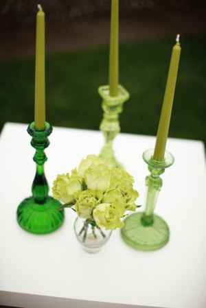 Green Glass Candlesticks