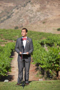 officiant in red bow tie