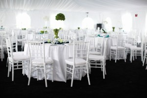 Modern White and Green Wedding Reception