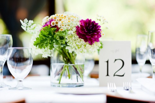 Purple-Green-and-White-Centerpiece