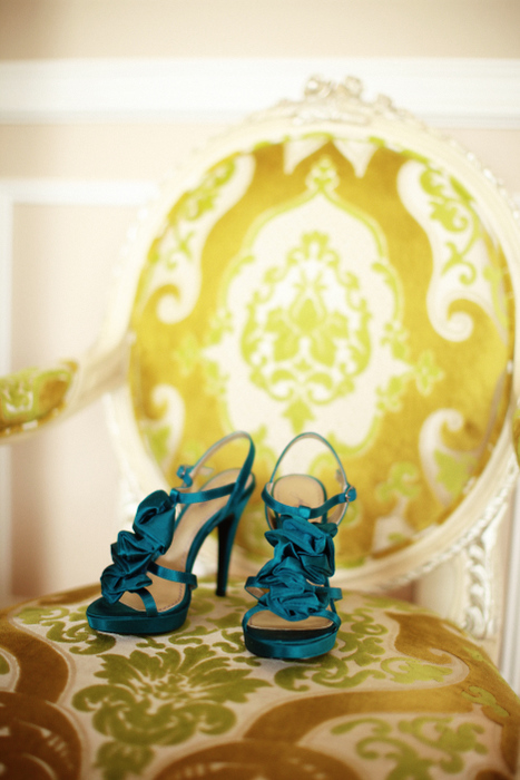 Turquoise Satin Shoes