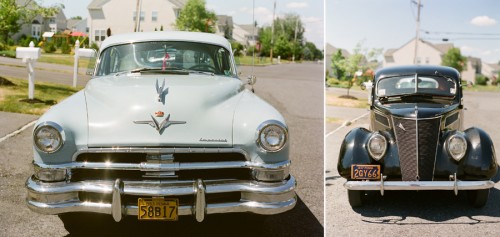 vintage car wedding getaway