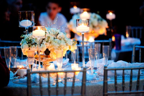 White-Rose-and-Candle-Centerpiece
