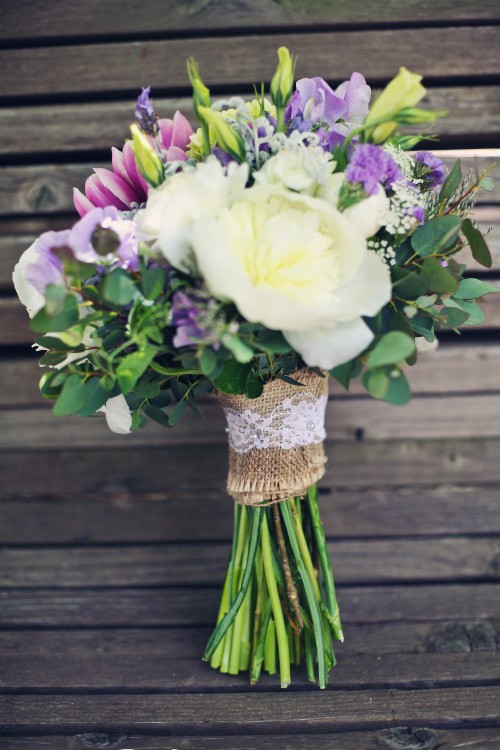purple and white bouquet