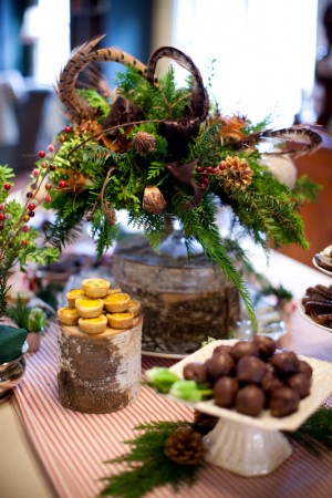 Feather-and-Holly-Berry-Centerpiece
