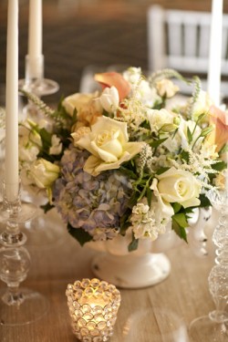 Peach-and-Yellow-Rose-Centerpiece