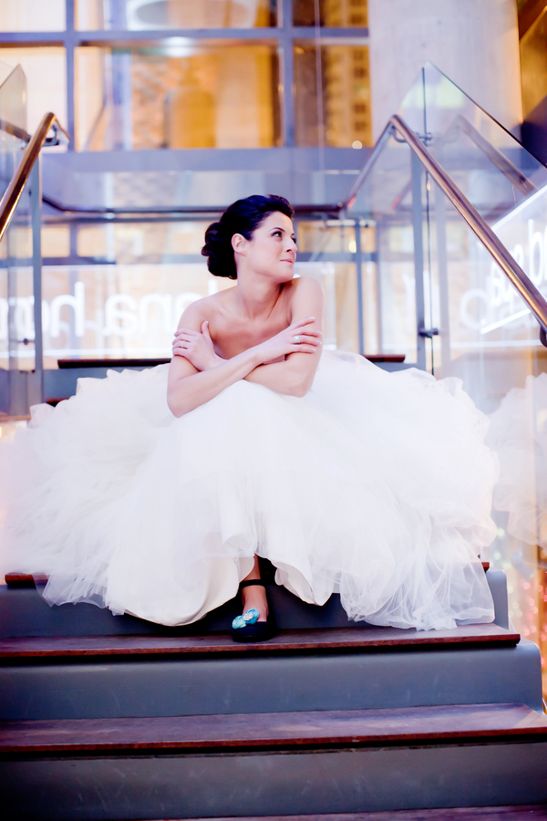 Bride-Sitting-on-Stairs