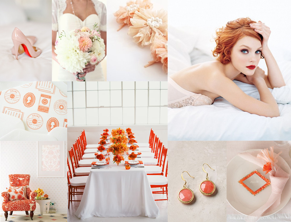 coral pink and orange wedding
