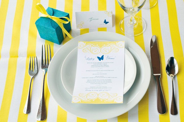 Teal-Yellow-Wedding-Place-Setting