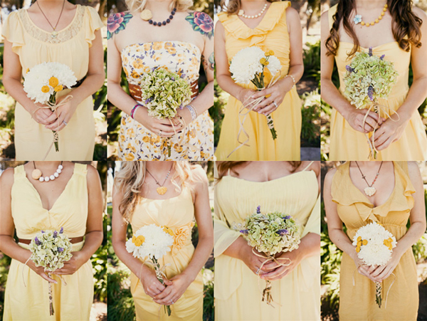 mismatched-yellow-bridesmaids-dresses