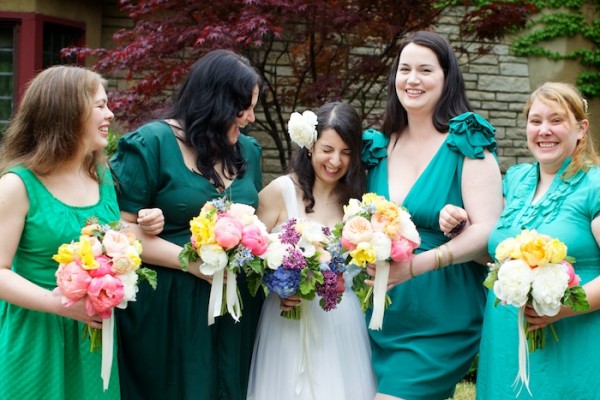 Shades-of-Green-Mismatched-Bridesmaids